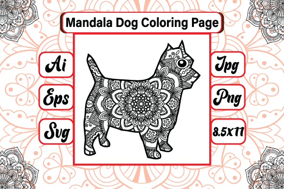 A Mandala Dog Coloring Page for Embroidery Projects