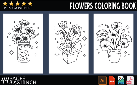 Flowers Coloring Book V2: A Graphics Asset for Editorial & Content Publishing
