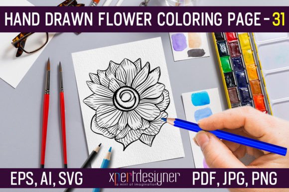 Hand Drawn Flower Graphics for Modern Coloring Pages