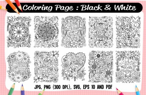 Inspirational Coloring Page 3: A Graphic Asset for Commercial Projects