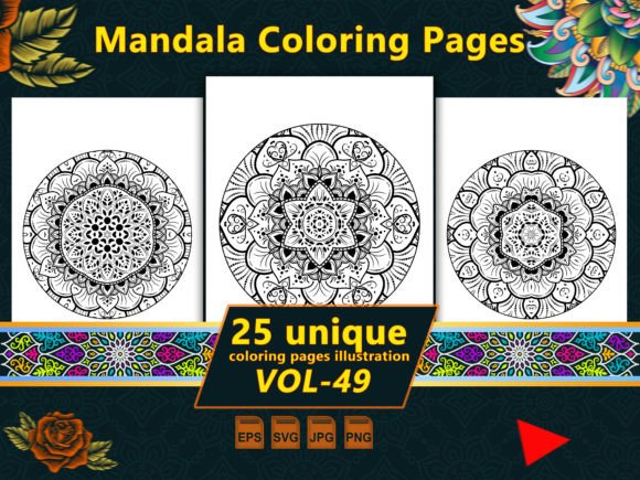 Mandala Coloring Pages Vol-49 Interiors Graphics Amp