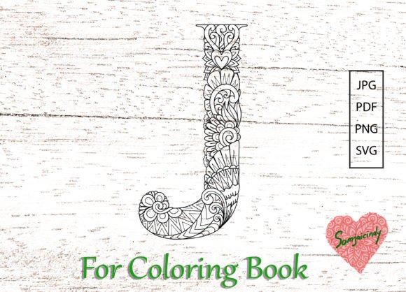 Mandala Letter J Graphics for Coloring Pages Amp