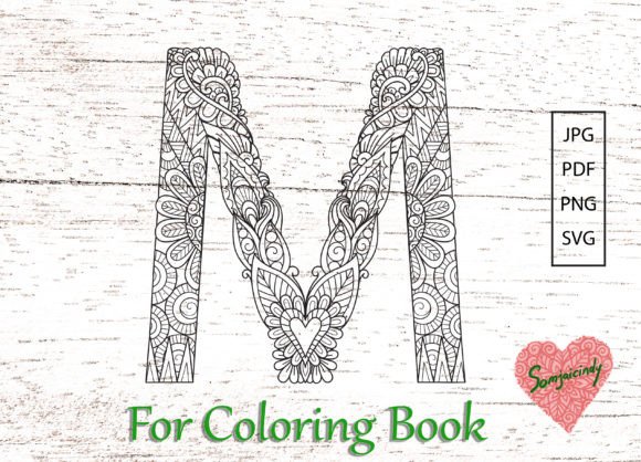 Mandala Letter M Graphics for Coloring Pages Amp