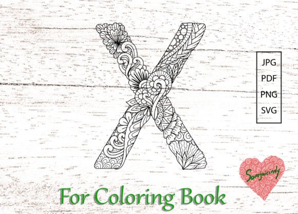 Mandala Letter X Graphics for Branding and Coloring