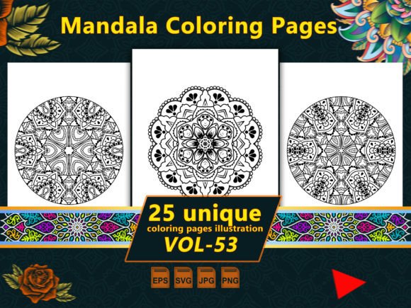 Mandala Vol-53 Interiors Graphics & Coloring Pages Amp