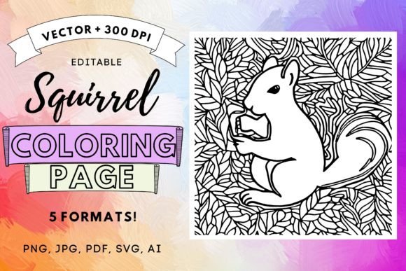 Squirrel Coloring Page Vector: A Brand Designer's Review of a Graphic Design Asset
