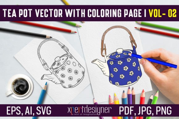 Tea Pot Vector & Coloring Page: A Graphic Design Asset Review