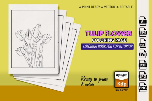 Tulip Flower Coloring Book: Graphics & Coloring Pages Amp